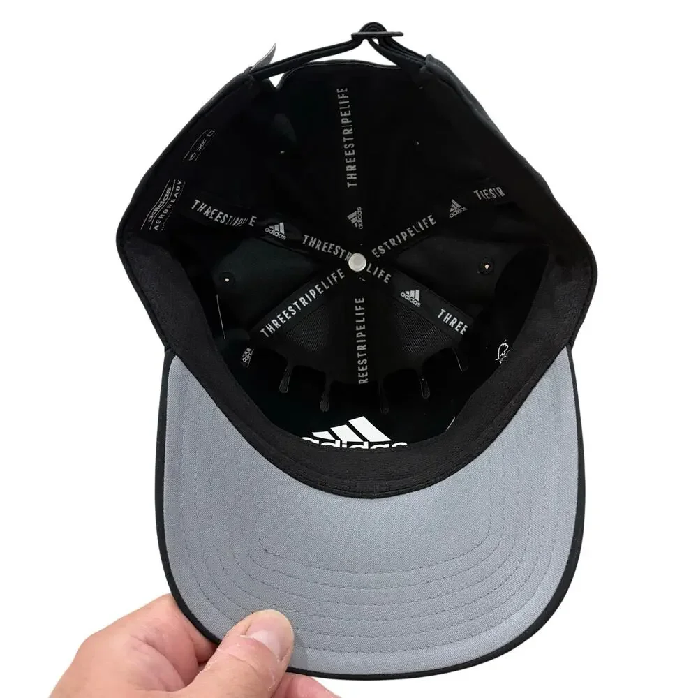 BRAND NEW adidas Aeroready 3 Stripe Logo Black‎ Adjustable Strap Hat Cap OSFM